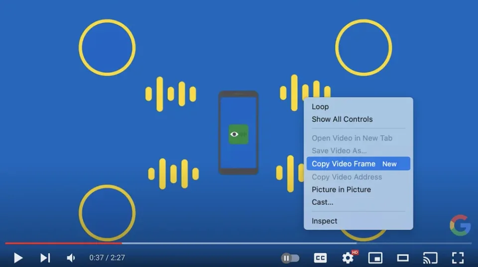 У браузері Google Chrome з'явилася функція копіювання кадрів з відео