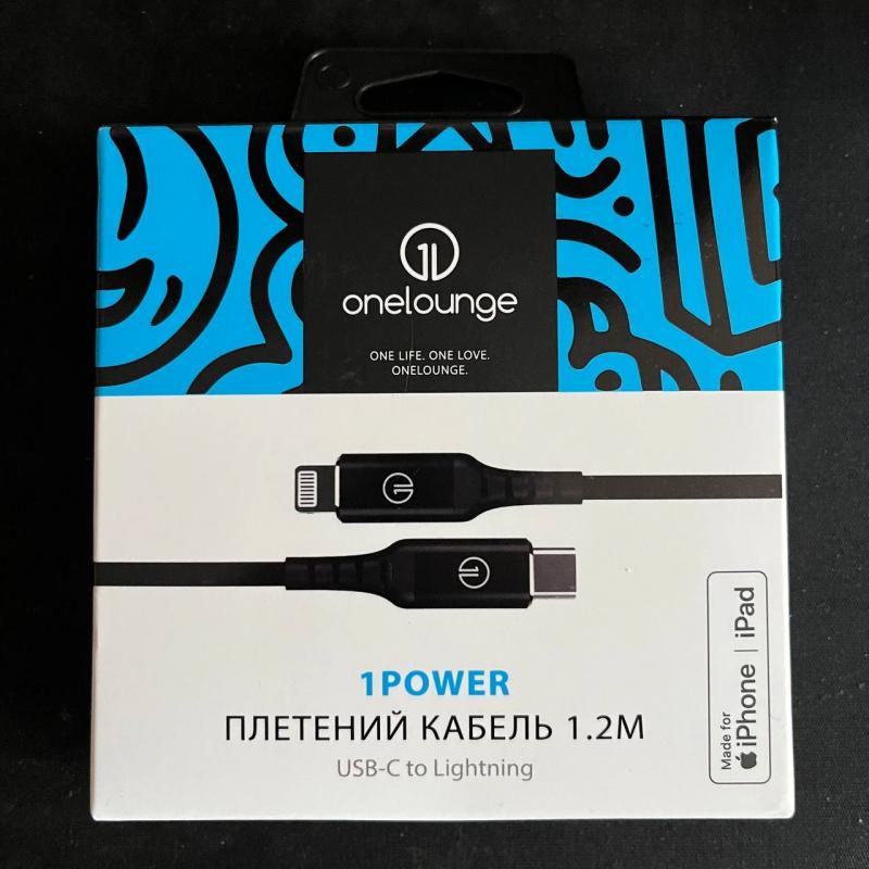 Плетений кабель oneLounge 1Power MFi USB-C to Lightning (1m) живе фото від покупця - 3