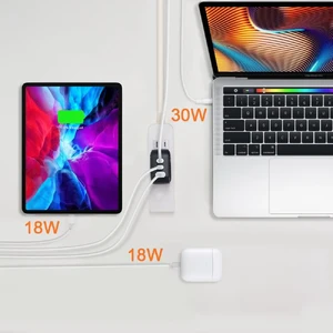 Быстрая GaN зарядка oneLounge 1Power 66W 2xUSB-C + USB-A для iPhone | iPad | MacBook | ноутбука - Фото 4