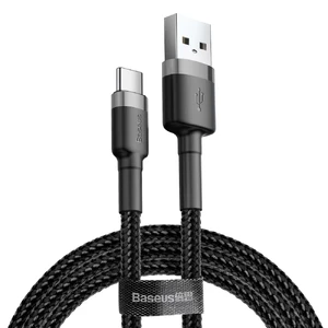 Зарядный кабель Baseus Cafule Cable USB Type-C Quick Charge 3.0 Gray/Black (1m) CATKLF-BG1 - Фото 1