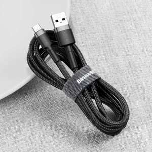 Зарядный кабель Baseus Cafule Cable USB Type-C Quick Charge 3.0 Gray/Black (1m) - Фото 4