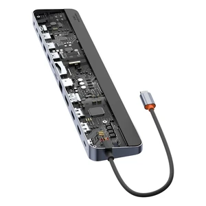 Хаб-підставка 12в1 Baseus Elitejoy Gen2 USB-C з роз'ємами 2 HDMI 4K, DP 4K, RJ45, USB-C, USB-A, кардридером SD/TF, Audio Jack, 100W PD для iPad | MacBook Pro/Air | Windows - Фото 4