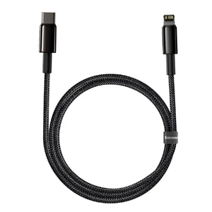 Зарядный кабель Baseus Tungsten Gold USB Type-C to Lightning PD 20W Black (1m) - Фото 2