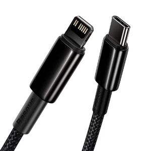 Зарядный кабель Baseus Tungsten Gold USB Type-C to Lightning PD 20W Black (1m) - Фото 3