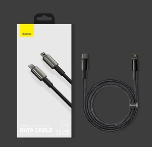 Зарядный кабель Baseus Tungsten Gold USB Type-C to Lightning PD 20W Black (2m) - Фото 5