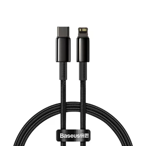 Зарядный кабель Baseus Tungsten Gold USB Type-C to Lightning PD 20W Black (1m) CATLWJ-01 - Фото 1