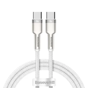 Зарядний кабель Baseus Cafule Metal Cable USB Type-C to USB Type-C 100W White (2m) CATJK-D02 - Фото 1