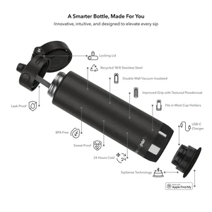 Розумна пляшка для води HidrateSpark PRO 2 Smart Bottle Straw Black 621 мл - Фото 4