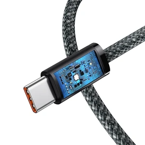 Нейлоновий кабель Type-C to Type-C для швидкої зарядки Baseus Dynamic Series 100W Slate Gray (2m) - Фото 5