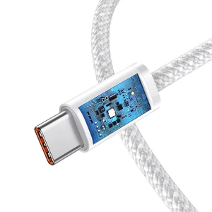 Нейлоновый кабель Type-C to Type-C для быстрой зарядки Baseus Dynamic Series 100W White (1m) - Фото 4