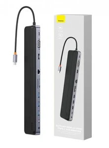 Хаб 11в1 Baseus Elitejoy Gen2 USB-C з роз'ємами HDMI 4K, VGA 4K, RJ45, USB-C, USB-A, кардридером SD/TF, Audio Jack, 100W PD для iPad | MacBook Pro/Air | Windows - Фото 5