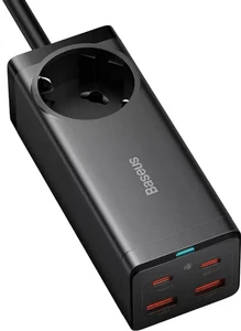 Швидкий мережевий подовжувач із зарядкою Baseus 100W GaN3 Pro AC + 2 USB A + 2 USB Type C + PD - Фото 2
