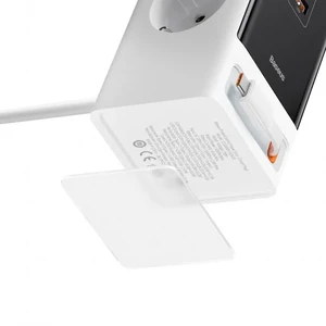 Мережевий зарядний пристрій Baseus PowerCombo Digital Power Strip White 65W + USB + USB Type-C + вбудований кабель - Фото 4