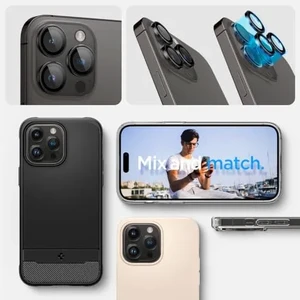 Захисне скло на камеру Spigen Optik Pro Lens Protector Black Titanium для iPhone 15 Pro | 15 Pro Max | 14 Pro | 14 Pro Max (2 шт.) - Фото 7