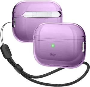 Прозрачный силиконовый чехол elago Clear with Nylon Lanyard Case Deep Purple для AirPods Pro 2