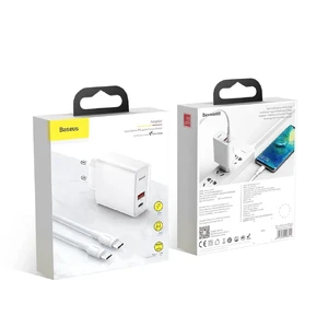 Швидке зарядний пристрій Baseus Quick Charger PD + QC 3.0 White 30W - Фото 2