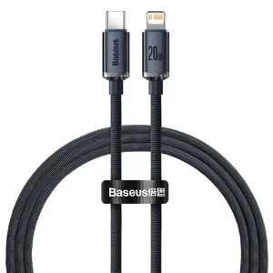Зарядный кабель Baseus Crystal Shine Series USB Type-C to Lightning 20W Black (1.2m) CAJY000201 - Фото 1