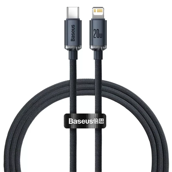 Зарядный кабель Baseus Crystal Shine Series USB Type-C to Lightning 20W Black (1.2m)