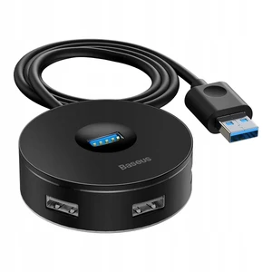 Хаб (адаптер) USB-A 3.0 для ноутбука/ПК з 4x USB-A, microUSB для флешок, клавіатури і миші | Baseus Round Box Black - Фото 16