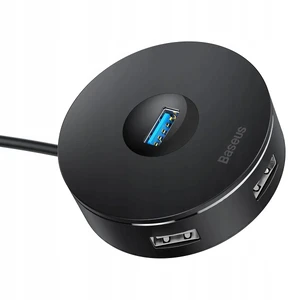 Хаб (адаптер) USB-A 3.0 для ноутбука/ПК з 4x USB-A, microUSB для флешок, клавіатури і миші | Baseus Round Box Black - Фото 17