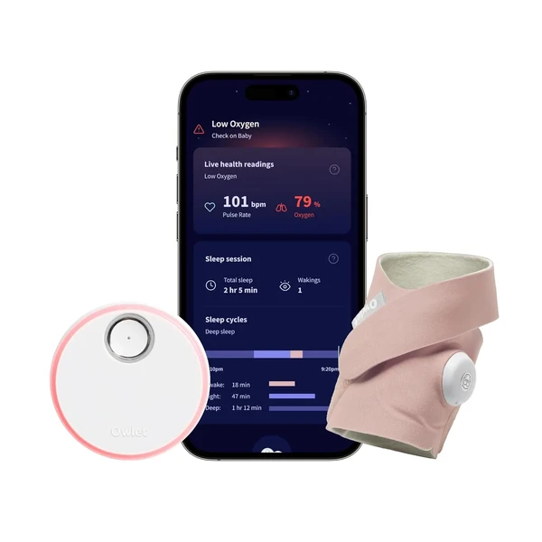 Розумна шкарпетка для немовлят Owlet Dream Sock® - FDA-Cleared Smart Baby Monitor - Track Live Pulse (Heart) Rate, Oxygen in Infants - Receive Notifications - Rose у Вінниці