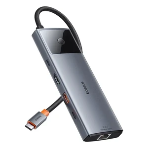 Багатофункціональний хаб 10в1 Baseus Metal Gleam Series II з роз'ємами HDMI 4K, USB-C, USB-A, кардридером SD/TF, AUX 3.5, 100W PD для iPad | MacBook Pro/Air - Фото 2