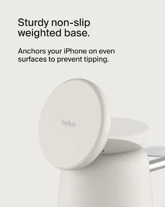 Док-станція Belkin 2-in-1 MagSafe Wireless Charging Dock 15W Fast Charge iPhone Charger Compatible with iPhone 17, 16, 15, 14, and 13 Series, AirPods, and Other MagSafe Enabled Devices, Includes Power Supply - Sand - Фото 2