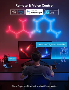 Набор настенных светильников Govee Glide Y Lights Panel RGBIC White, 7 шт - Фото 9