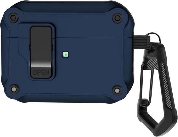 Противоударный чехол с замком iLoungeMax Creative Carbon Fiber Case Blue для AirPods Pro 2 в Тернополе