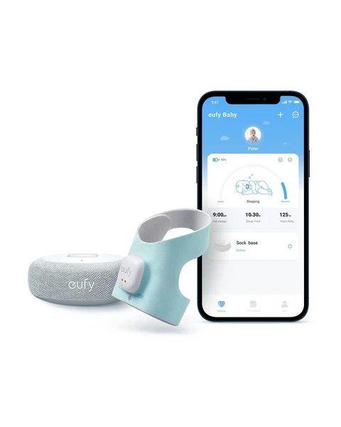 Моніторинг сну та серцебиття для немовлят з AI детекцією плачу eufy Baby Smart Sock - White у Рівному