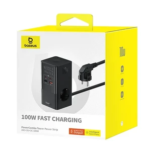 Мережевий подовжувач зі швидкою зарядкою Baseus PowerCombo 100W, AC + USB A + USB Type-C + PD - Фото 7