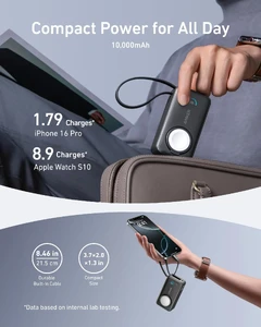 Повербанк для Apple Watch с USB-C кабелем Anker MagGo 10000mAh Black - Фото 4