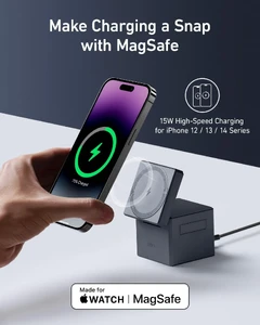 Док-станція Anker 3-in-1 Cube with MagSafe для iPhone | Apple Watch | AirPods 15 W - Фото 4