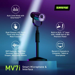 Мікрофон для подкастів Shure MV7i з вбудованим аудіоінтерфейсом - Фото 7