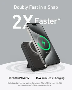 Повербанк MagSafe с подставкой Anker MagGo Qi2 with Stand 10000mAh Black для iPhone 15 | 14 | 13 | 12 - Фото 2