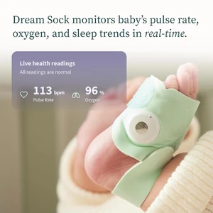 Розумна шкарпетка для немовлят Owlet Dream Sock® - FDA-Cleared Smart Baby Monitor - Track Live Pulse (Heart) Rate, Oxygen in Infants - Receive Notifications - Rose - Фото 2