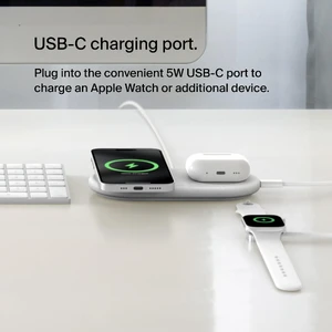 Беспроводная зарядка 2-в-1 Belkin MagSafe Qi2 15W White - Фото 3