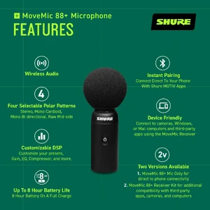 Безпровідний мікрофон для запису Shure MoveMic 88+ Wireless - Фото 6
