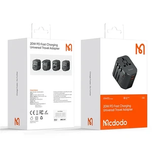 Універсальний перехідник (адаптер) McDodo Fast Charging Universal Travel Adapter PD 20W + EU | US | AU | UK Black - Фото 12