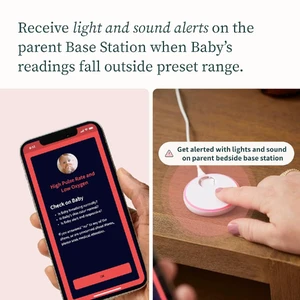 Розумна шкарпетка для немовлят Owlet Dream Sock® - FDA-Cleared Smart Baby Monitor - Track Live Pulse (Heart) Rate, Oxygen in Infants - Receive Notifications - Rose - Фото 5