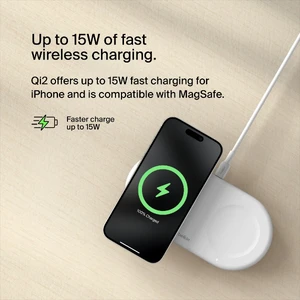 Беспроводная зарядка 2-в-1 Belkin MagSafe Qi2 15W White - Фото 4