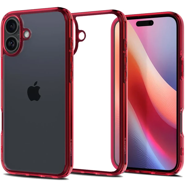 Прозорий червоний чохол Spigen Ultra Hybrid для iPhone 16 у Вінниці
