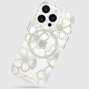 Прозрачный чехол с серебряно-золотыми элементами Case-Mate Floral Gems Mag для iPhone 16 Pro - Фото 11