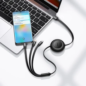 Зарядный кабель USB для быстрой зарядки 3в1 Baseus Retractable 66W Lightning, micro USB, USB-C (1 m) - Фото 7