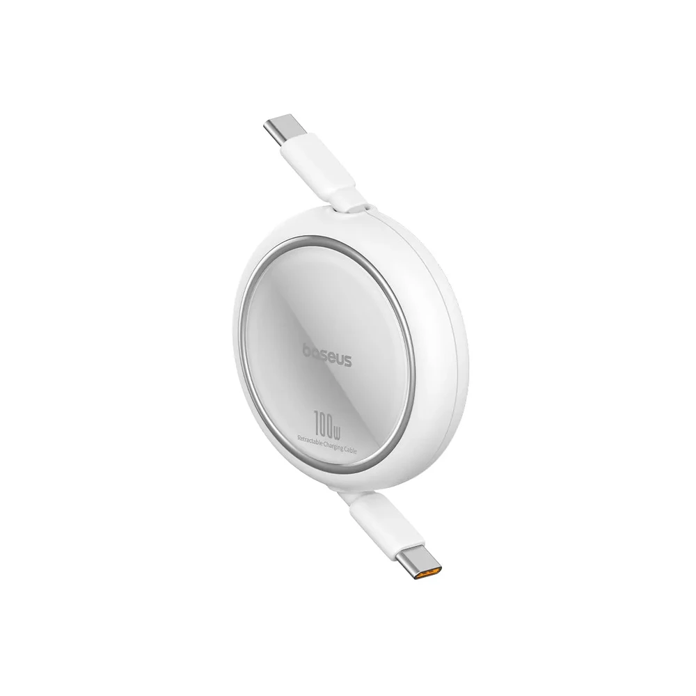Кабель Type-C to Type-C для зарядки и передачи данных Baseus Free2Draw Mini Retractable Cable White 100W (1m)