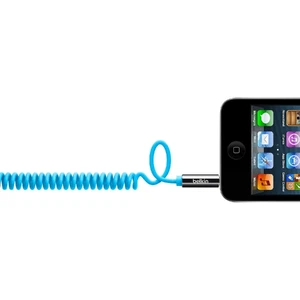 Акустический кабель Belkin Coiled 3.5 AUX Blue - Фото 2