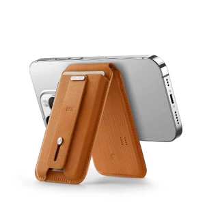 Кожаный чехол-бумажник Find My с подставкой ESR HaloLock Geo Wallet Stand MagSafe Caramel Brown для iPhone 15 | 14 | 13 | 12 - Фото 4