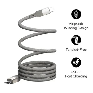 Магнитный плетеный кабель iLoungeMax Magnetic Cable USB-C to USB-C 100W (1m) - Фото 2