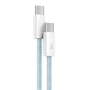 Нейлоновый кабель Type-C to Type-C для быстрой зарядки Baseus Dynamic Series 100W Blue (1m) - Фото 2