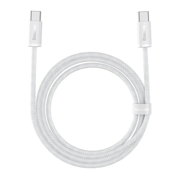 Нейлоновий кабель Type-C to Type-C для швидкої зарядки Baseus Dynamic Series 100W White (2m) у Тернополі